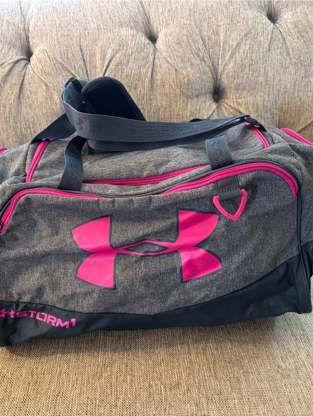 Under Armour Gray and Pink Storm Sport Duffle
